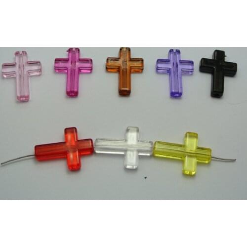 50 Mixed Color Transparent Acrylic Cross Beads 24X18mm Kids Craft