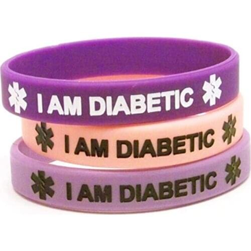 50pcs diabetic wristbands I am diabetes insulin Dependent medical alert awareness silicone wristband bracelet