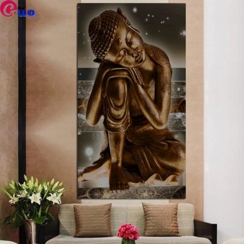 5D Diy Diamond Painting Full Square Drill Mosaic Brown Buddha Zen Stones Embroidery Cross Stitch Large Entrance Decoration