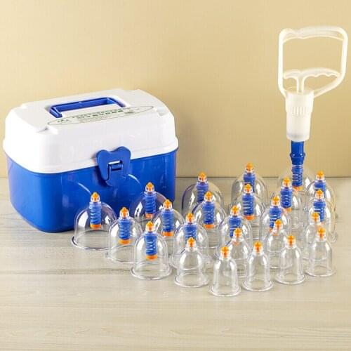 24 pcs sets household vacuum cupping Pumping type magnetic therapy thickening cupping Non-glass cans with Storage Box