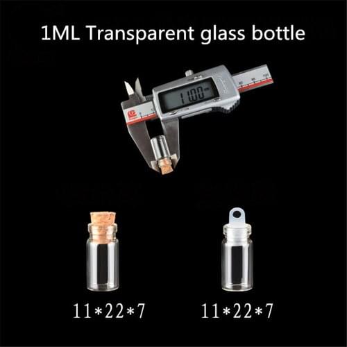 Free shipping 1000pcs/Lot 1ML Clear Glass Bottle with Wood Cork, Cork bottle,Sample vial,small Glass Vials