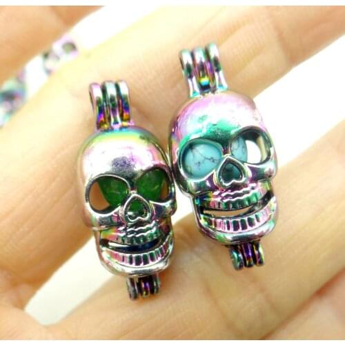 Natural Stone Quartz Crystal Opal Unakite Lucky beads Titanium Skull Pendant for Diy Jewelry Making necklace woman man 1PC