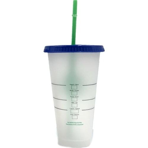 700ml Straw Bottle Eco-friendly Fixed Ring Design PP Color Changing Water Cup for Home