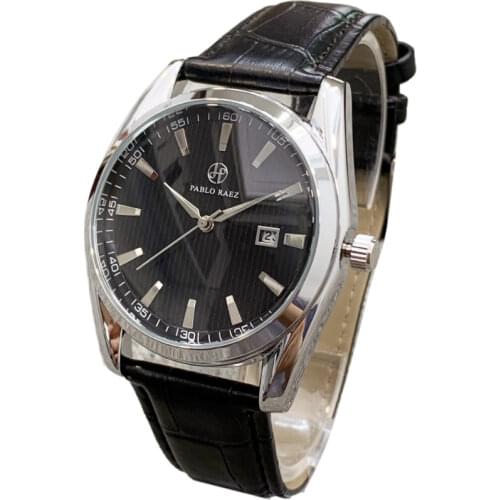 PABLO RAEZ Quartz Watches For Men Leather Strap Male Sea Master Wristwatches Top Luxury Brand Business Mens Clock Reloj Hombres