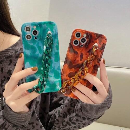 Wrist Chain Case for iPhone 12 11 Pro Max 7 8 Plus XR XS Max IMD Cases Cute Vintage Amber Chain Hanging Case for iPhone 12Mini