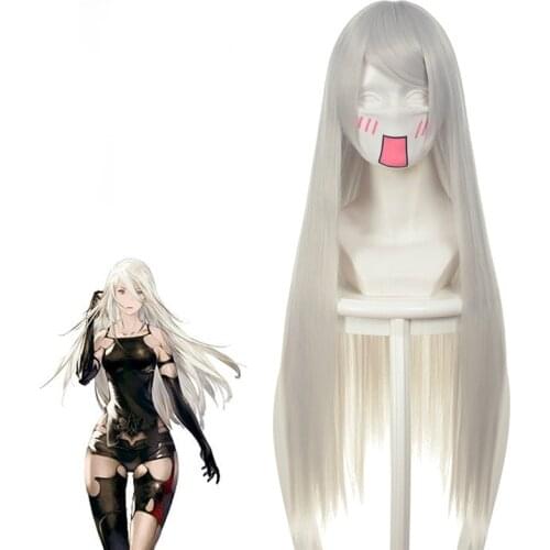 NieR:Automata A2 Bleach Ukitake Cosplay Long Straight Heat Resistant Synthetic Hair Wig+Free Wig Cap