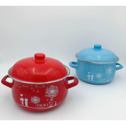 Porcelain Enamel kitchen utensils pans 20cm Stockpot cookware soup pot Cooking Pots kitchen Pots For Gas and induction Cooker
