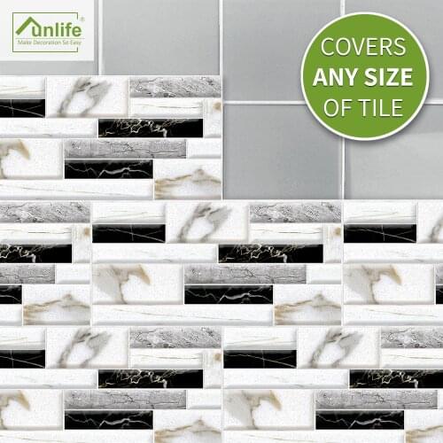 Funlife®Black and White Marble Sticker Wallpaper Decorative Removable DIY Eco-friendly pvc Bathroom Kitchen Backsplash Floor