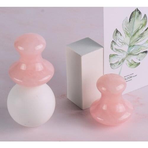 Mushroom Face Care Tool Gua Sha Massager Natural Rose Quartz Crystal Health Facial Chin Anti Wrinkle Acupuncture Massage Tools