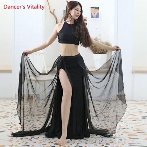 Belly Dance Suit Modal Top Split Skirt Profession Performance Clothes Set Adult Fishtail Yarn Skirt Competition Clothing