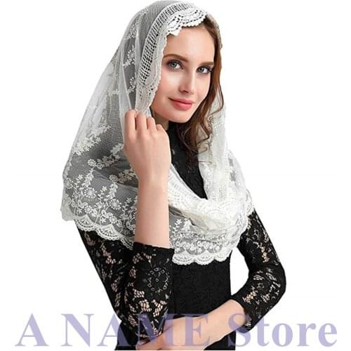 Round vintage Lace Appliques Veil for Church Catholique Mantilla Women Headcovering Infinity latin mass veil Velo de novia Negra