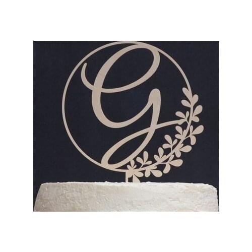 Monogram Cake Topper Wedding , Custom Rustic Wedding Cake Topper Single Initial