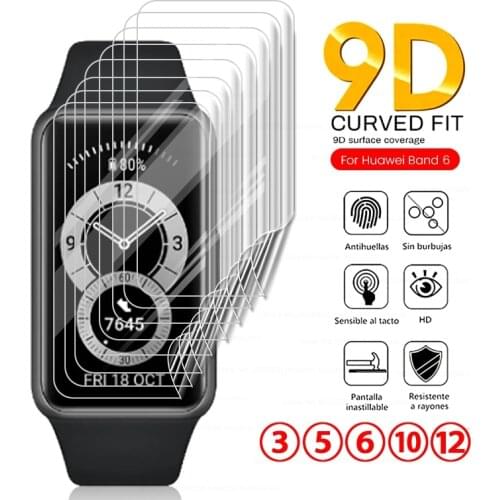 3-12PCS Soft Hydrogel Film For Huawei Band 6 Band6 9D Curved Protective Film On Hauwei Huawey Band 6 Smart Wristband Not Glass