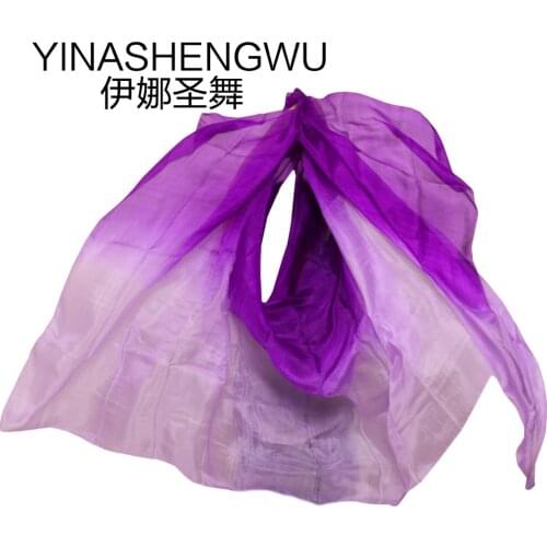 Newest Pure Silk Belly Dance Veils Belly Dance Scarf Silk Veils Practice Stage Performance purple+light purple