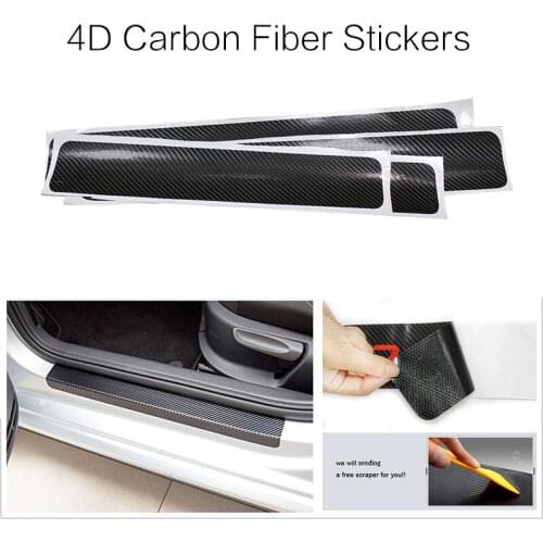 New high quality Auto 4D Carbon Fiber Car Door Sill Protection Car Stickers Scuff Anti-Scratch Protector Car accessories