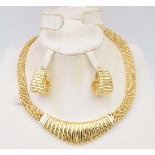 NEW DESIGN Ltaly 750 Gold color Jewelry Set For Women african beads jewlery fashion necklace set earring jewelry