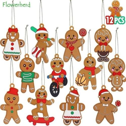 Gingerbread Man Hanging Ornaments Christmas Tree Gingerman Doll Hanging Charms Assorted Figurine Ornaments Holiday Decorations