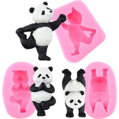 Cute Panda Silicone Mold Baby Birthday Cupcake Topper Fondant Molds DIY Cake Decorating Tools Candy Clay Resin Chocolate Mould