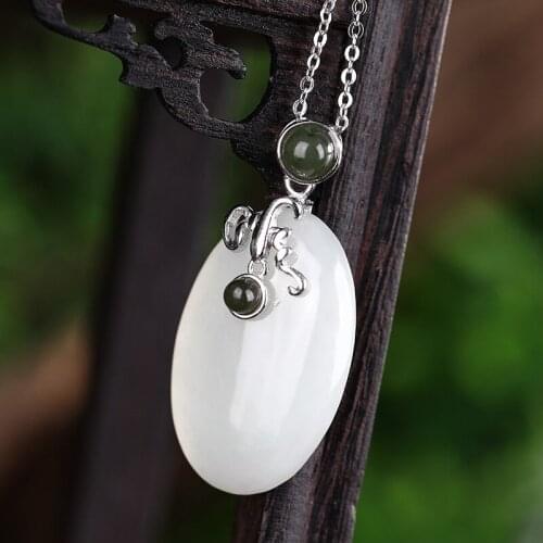 Silver restoring ancient ways natural hetian jade jade pendant joker female temperament of high-end jewelry wholesale