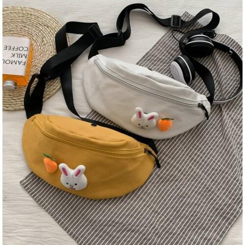 Cute Child Cartoon Rabbit Waist Bag Childrens Fanny Pack Fashion Girl Crossbody Waist Bags Gift Kids Pocket Canvas Chest bags