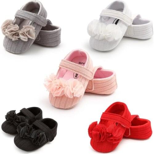 Newborn Baby Shoes Baptism White Baby Girl Flower Shoes Toddler Prewalker Cute Baby Shoe 0-18 month