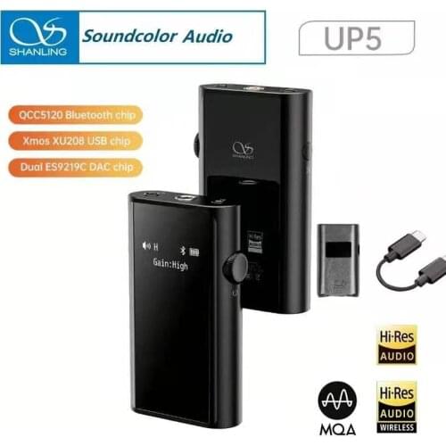 Shanling UP5 MQA Bluetooth USB DAC AMP Dual ES9219C Chip TYPE C To 2.5/3.5/4.4mm Headphone Amplifier DSD256 PCM 384Khz Decoder