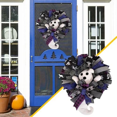 Halloween Skull Wreath Home Decoration Horror Party Accessories Garland Door Hanging Horror Atmosphere Decorative Door Ornaments