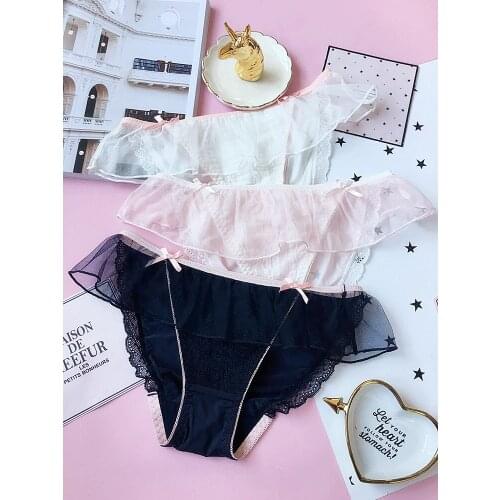 Japanese women underwear sweet milk silk gauze lace seamless briefs waist string bragas thongs tangas panty majtki perizoma