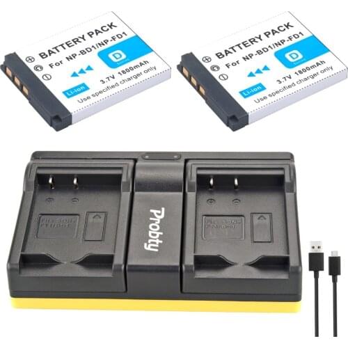 Probty 2pcs NP-BD1 NP BD1 Camera Charger + USB Dual Charger For SONY DSC TX1 T900 T300 T700 T500 T200 T77 T90 T70 T2 G3 S930 T2B