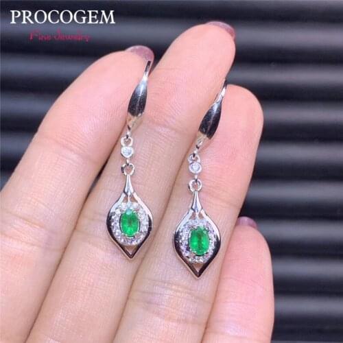 Natural Trendy Emerald Drop Earrings for Women Anniversary Party High quality Genuine gemstones Fine jewelry S925 Silver #402
