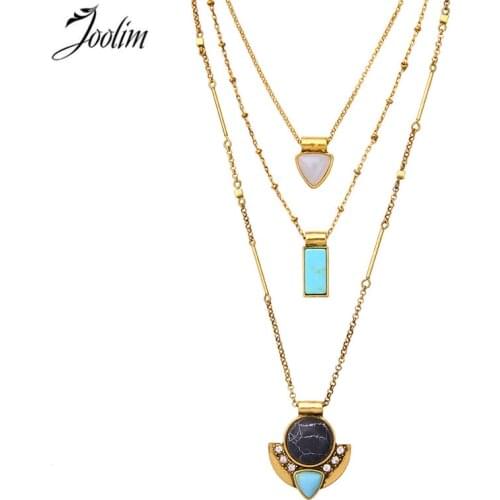 JOOLIM Jewelry Wholesale/ Three-Row Convertible Necklace 3 in 1 Removable Statement Layered Neclace Jewelry free shipping