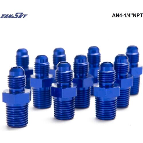 10PCS/LOT 4AN To 1/4''NPT Male Pipe Union Connector Fitting Staight Flare Fitting Adaptor For Oil Cooler AN4-1/4''NPT