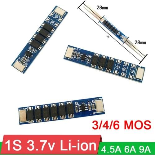 1S 3.7V 4.5A 6A 9A current 18650 Li-ion Polymer Lithium Battery Protection Board 3/4/6 MOS BMS PCM 4.2V Circuit board