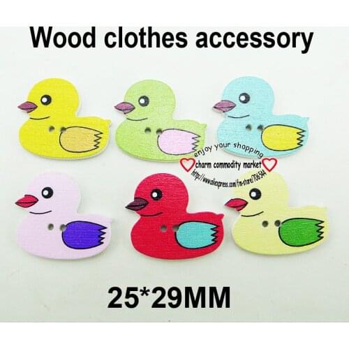 40pcs DUCK 2 Holes patterns cartoons Wood Sewing Buttons Scrapbooking charms Button WCF-385