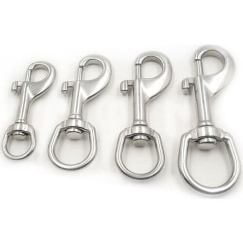 5PCS/LOT 304 Stainless Steel L70MM/80MM/90MM/105MM/115MM Silver Trigger Bolt Snap Clip Hook with Swivel-Eye For Pet Chains