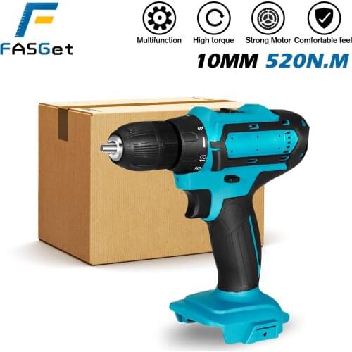 3 in 1 Cordles Brushless Electric Drill 10mm Chuck 520N.m. 18V 21V Li-Ion Drill Driver Replacement for Makita Battery