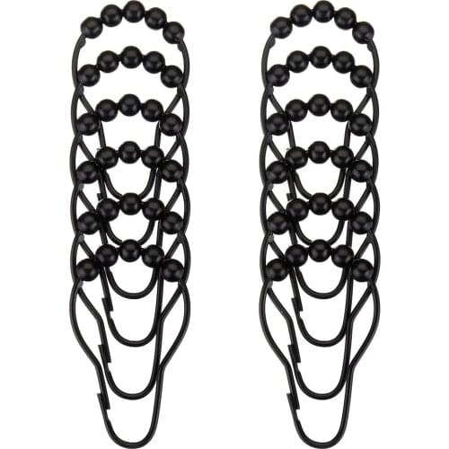 Home Curtain Hooks 12 Pieces Portable Household Shower Curtain Rings Iron Hooks Black Room Decoration