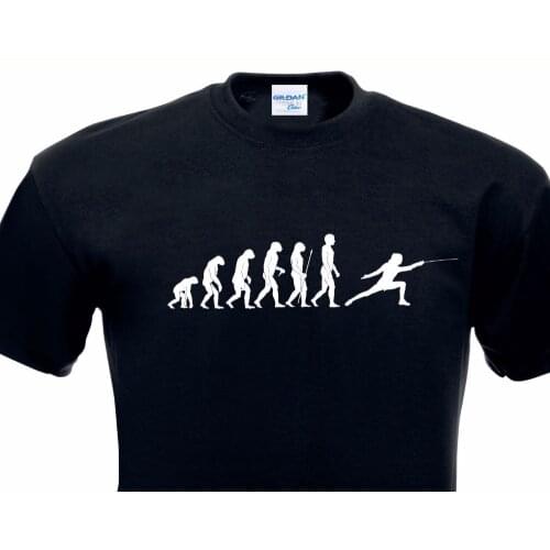 Men T-Shirt 100% Cotton O-Neck Evolution Tee Shirt Fechten Hobby Fight Fencing Duell Degen Brand Clothing Streetwear