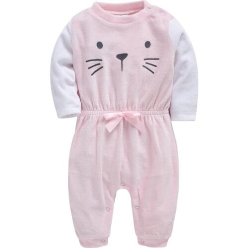 Honeyzone Baby Girls Romper Infant Sleeper Lovely Cat Cartoon Newborn Baby Clothes Jumpsuit Pink Infant Costume Pajama Naissance