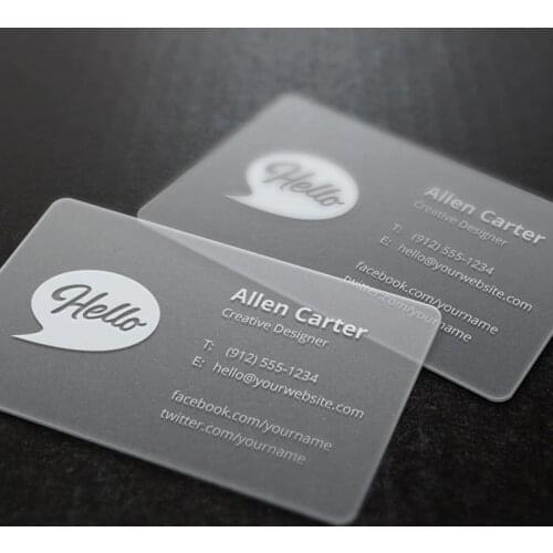 200 pcs/lot custom Transparent PVC visit cards Customized clear/frost Business Card printing