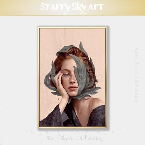 Skilled Artist Pure Hand-painted Fine Art Beauty Girls Portrait Oil Painting on Canvas Fashion Wall Art Girl Figure Oil Painting