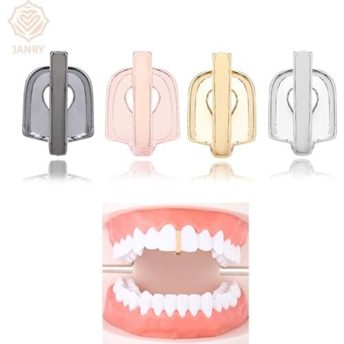 JANRY Vertical Single Gold Teeth Vertical Single Gold Teeth Geometric Gold Braces For Men Women Gifts Hot Sell
