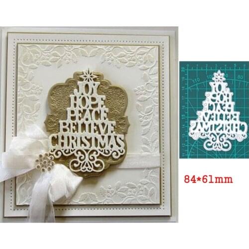 'Joy hope Beace Believe Christmas' Letter Xmas Tree Metal Cutting Dies For Scrapbooking Stencil Paper Album Card Decor Embossing
