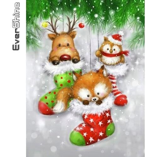 Evershine Diamond Embroidery Deer Animal Picture Of Rhinestone Diamond Painting Cartoon Cross Stitch 5D DIY Christmas Child Gift