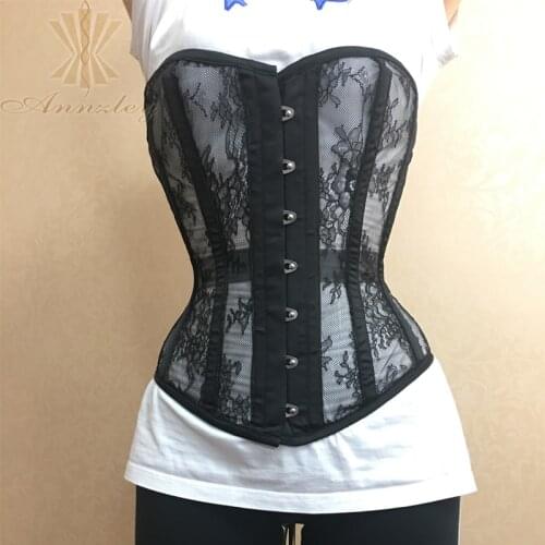 Annzley Summer Corset Black Mesh Breathable Steel Boned Waist Slimming Corset For Women