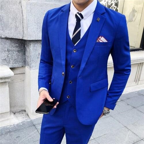 Asizn size Men Suits 3 Pieces Casual Formal Business Uniform Office Suit Wedding Groom Tuexdo Slim Fit Single Button men suit