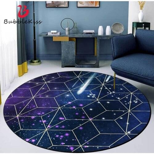 Bubble Kiss Round Carpet Blue Starry Sky Geometric Rugs Home Modern Living Room Door Carpets Bedroom Decor Customized Area Rug