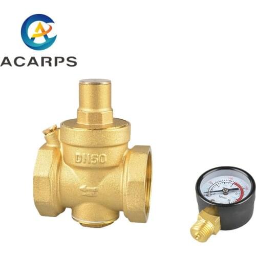 2" Brass Water Pressure Reducing Maintaining Valve Regulator Adjustable Relief Valve Gauge