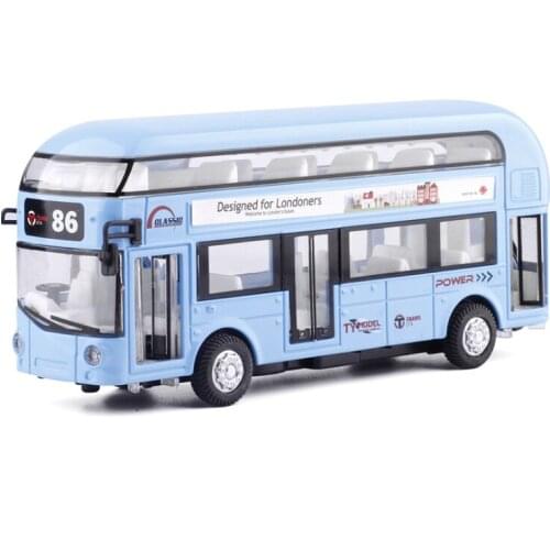 Simulation London double deck bus alloy acousto optic car model open door childrens toy car childrens birthday gift