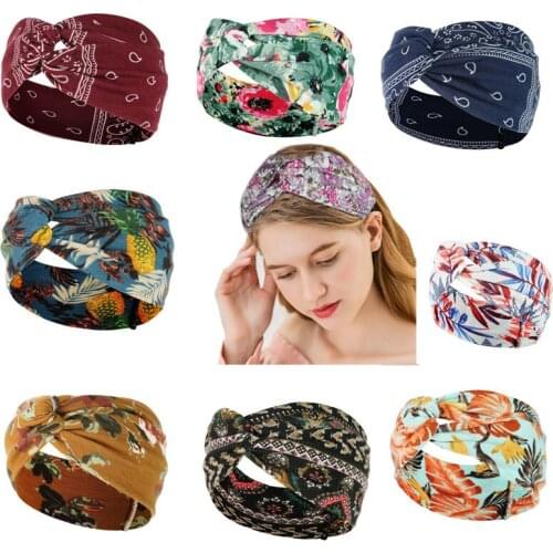 Fashion Women Broadside Cross Headbands Bohemian Girl Turban Bandage Hairbands Accessories Sports Yoga Headscarf 20PCS/Lot